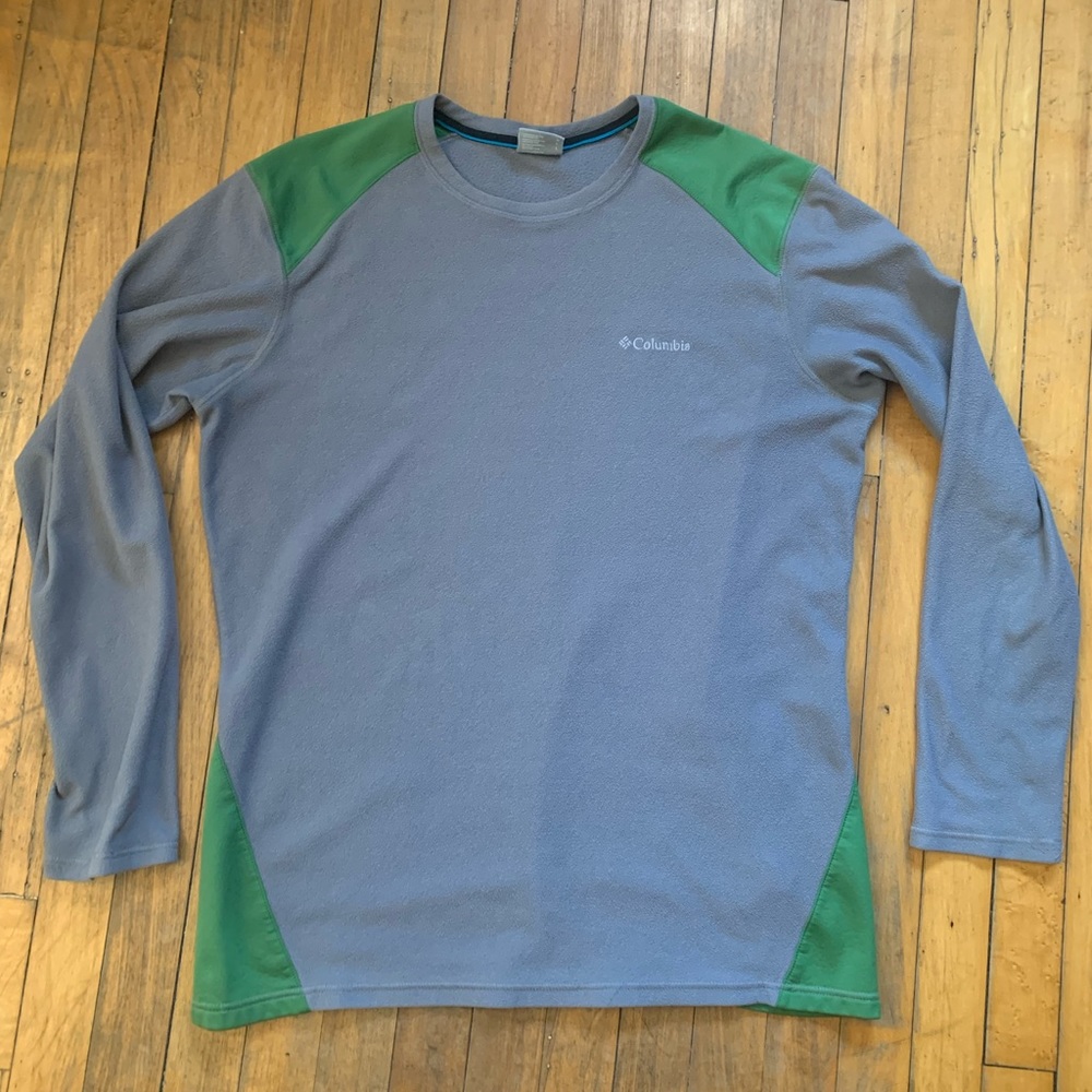 Columbia Crewneck Long Sleeve Layering Sweatshirt - Green / Grey - Mens Large